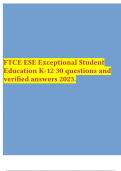 FTCE ESE Exceptional Student Education K-12 30 questions and verified answers 2023.