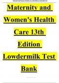 Test Bank for Maternity & Women&rsquo;s Health Care&comma; 13th Edition&comma; Lowdermilk Latest