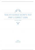 TEAS ATI SCIENCE SECRETS TEST  PREP 1 CORRECT 100%