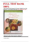 TEST BANK FOR Maternity & Women’s Health Care, 11th Edition BY Lowdermilk UPDATED 