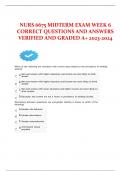 NURS 6675 MIDTERM EXAM WEEK 6 CORRECT QUESTIONS AND ANSWERS VERIFIED AND GRADED A+ 2023-2024