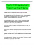 CWCA 2023 Study Guide  With Complete Solution