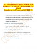 ATI PN COMPREHENSIVE PREDICTOR NGN LATEST UPDATE 2023&sol;2024 REAL EXAM Questions And Answers GRADED A&plus;