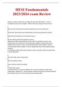 HESI Fundamentals 2023/2024 exam Review 