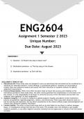ENG2604 Assignment 1 &lpar;ANSWERS&rpar; Semester 2 2023 - DISTINCTION GUARANTEED