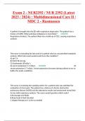 Exam 2 - NUR2392 / NUR 2392 (Latest 2023 / 2024) : Multidimensional Care II / MDC 2 - Rasmussen
