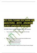 ATI TEAS 7 EXAM TEST BANK 300 QUESTIONS WITH ANSWERS LATEST UPDATED 2023DOCX ATI TEAS 7 Exam Test Bank 300 Questions with Answers