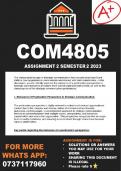 COM4805 Assignment 2 Semester 2 2023 &lpar;ANSWERS&rpar;