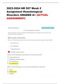 2023-2024 NR 507 Week 2  Assignment Hematological  Disorders GRADED A+ |ACTUAL  ASSIGNMENT|
