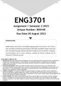 ENG3701 Assignment 1 (ANSWERS) Semester 2 2023 - DISTINCTION GUARANTEED