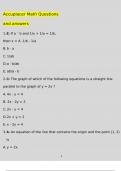 2023 Accuplacer Math Questions and Answers Latest (2023 / 2024) (Verified Answers)