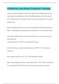California Law Exam Physical Therapy &vert; 2023 &vert; 70 Questions with 100&percnt; Correct Answers &vert; Updated & Verified