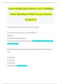 Home Health Aide Practice Test 1 (Multiple Choice Questions) With Correct Answers Graded A+