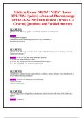 Midterm Exam: NR 567 / NR567 (Latest 2023/ 2024 Update) Advanced Pharmacology for the AGACNP Exam Review | Weeks 1- 4 Covered| Questions and Verified Answers 