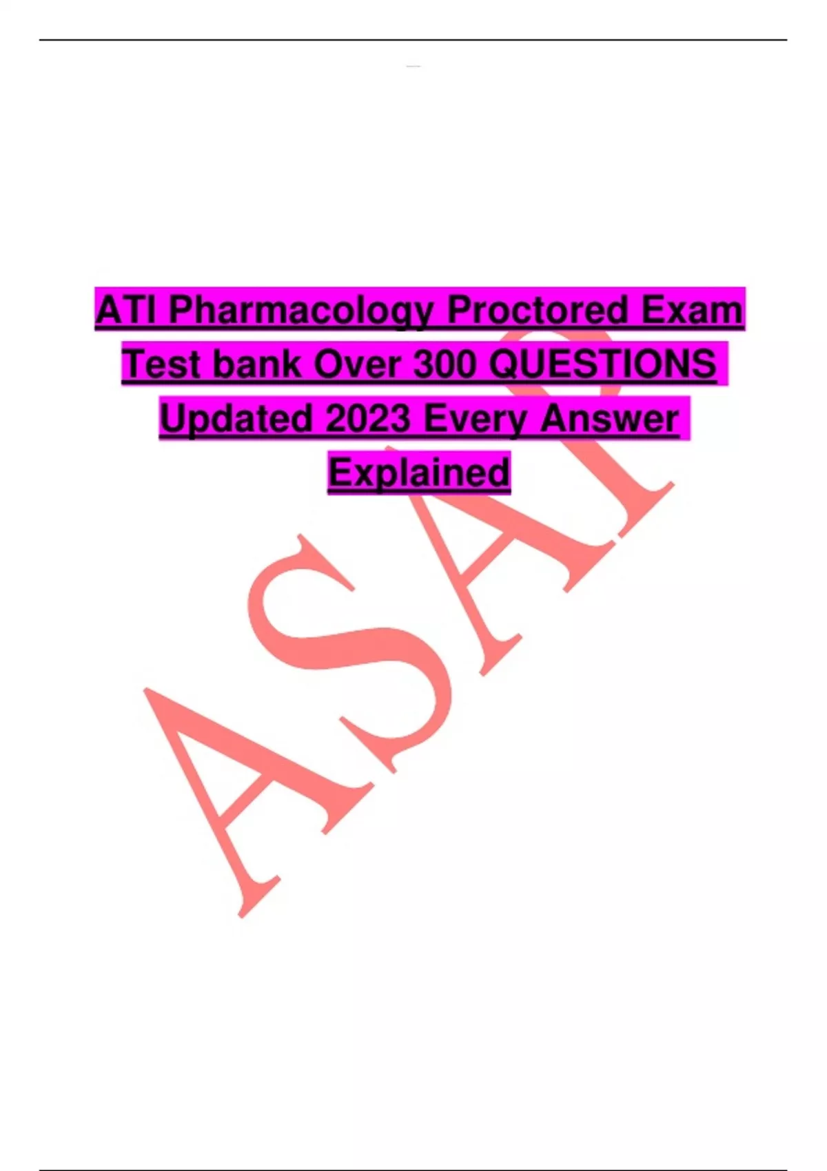ATI Pharmacology Proctored Exam Test bank Over 300 QUESTIONS Updated ...