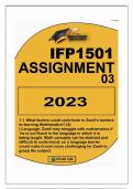 IFP2601 ASSIGNMENT 3  DUE 4 AUGUST 2023