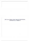 2023 Texas Adjuster Study Guide&vert; 367 QUESTIONS&vert; ANSWERS ALL CORRECT
