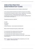 OHIO STNA PRACTICE QUESTIONSSTUDY GUIDE&vert;UPDATED&VERIFIED&vert;100&percnt; SOLVED&vert;GUARANTEED SUCCESS