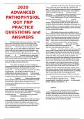 ADVANCED PATHOPHYSIOL OGY FNP PRACTICE QUESTIONS and ANSWERS 