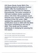CIC Exam Study Cards 2023 (The Certifying Board of Infection Control (CBIC) offer the Certification in Infection Control (CIC) for Infection Preventionist. The exam consists of 150 total multiple choice questions where 135 of the 150 questions count towar
