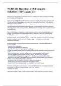 NURS 602 Questions with Complete Solutions &lpar;100&percnt; Accurate&rpar;