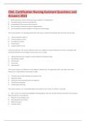 CNA - Certification Nursing Assistant Questions and Answers 2023