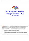 (HESI A2) 2023 Reading  PassagesVersions 1 & 2 (with ANSWERS