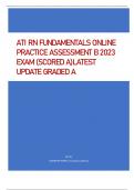 ATI RN FUNDAMENTALS ONLINE  PRACTICE ASSESSMENT B 2023  EXAM &lpar;SCORED A&rpar;LATEST  UPDATE GRADED A