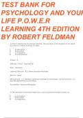 Test Bank on Psychology And Your Life With P.O.W.E.R Learning 4th Edition By Robert Feldman