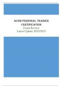 ACSM Personal Trainer Certification Exam Review &vert; QUESTIONS & ANSWERS &lpar;RATED A&plus;&rpar; &vert; Latest Update 2022&sol;2023