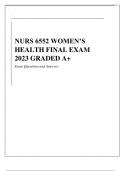 NURS 6552 WOMEN’S HEALTH FINAL EXAM 2023 GRADED A+