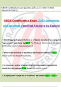 CRCR Certification Exam Questions and Answers 2023 (Verified  Answers by Expert