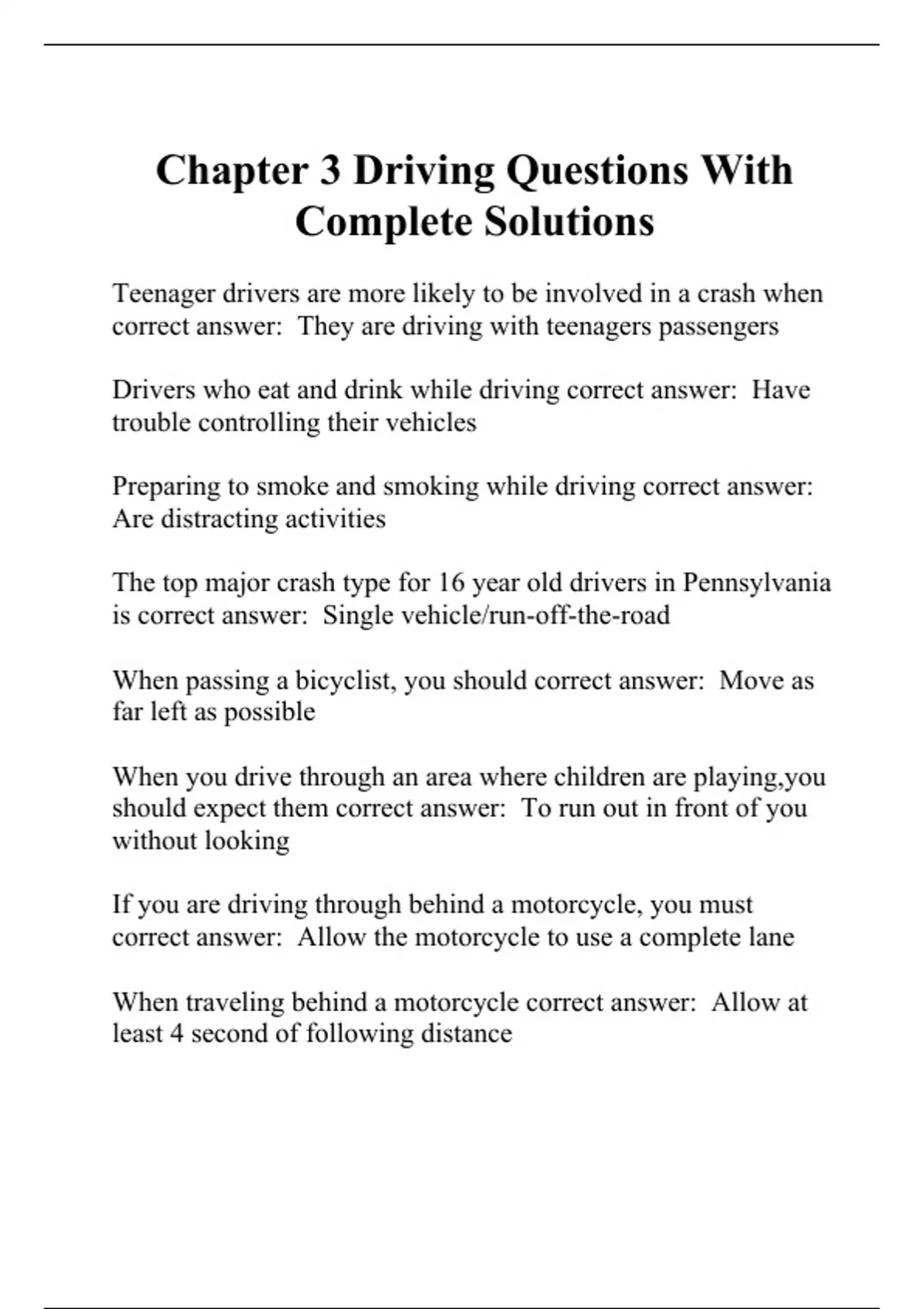 Chapter 3 Driving Questions With Complete Solutions - Comedy Safe ...