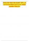 ENGLISH EN2150 EXAM 100&percnt; all correct&sol;verified quiz & ans latest update rated A&plus;