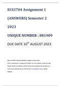 ECS3704 Assignment 1 (ANSWERS) Semester 2 2023