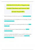 INSURANCE EXAM 1: Property and Casualty Questions and Answers 2023 Already Passed 100%