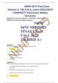 NRNP 6675 Final Exam (Version-2, 100 Q & A, Latest-2022/2023) / NRNP6675 Final Exam: Walden University NRNP 6675 Final Exam (Version-2, 100 Q & A, Latest-2022/2023) / NRNP6675 Final Exam: Walden Universit  NRNP 6675/ NRNP6675 FINAL EXAM FALL 2022| GRADED 