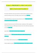 Exam 2: PROPERTY AND CASUALTY Q&A (Answered) Graded A+