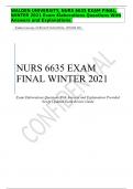 WALDEN UNIVERSITY, NURS 6635 EXAM FINAL, WINTER 2021 Exam Elaborations Questions With Answers and Explanations.