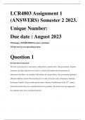 LCR4803 Assignment 1 (ANSWERS) Semester 2 2023.