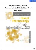 TEST BANK FOR INTRODUCTORY CLINICAL PHARMACOLOGY 12TH EDITION BY SUSAN M FORD