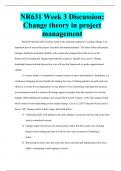 NR631 Week 3 Discussion: Change theory in project management
