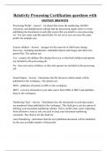 Relativity Processing Certification questions with correct answers