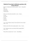 Relativity Processing Certification questions with correct answers