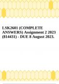 LSK2601 (COMPLETE ANSWERS) Assignment 2 2023 (814431) - DUE 8 August 2023.