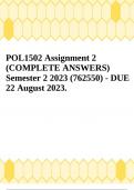 POL1502 Assignment 2 (COMPLETE ANSWERS) Semester 2 2023 (762550) - DUE 22 August 2023.