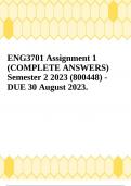 ENG3701 Assignment 1 &lpar;COMPLETE ANSWERS&rpar; Semester 2 2023 &lpar;800448&rpar; - DUE 30 August 2023&period;
