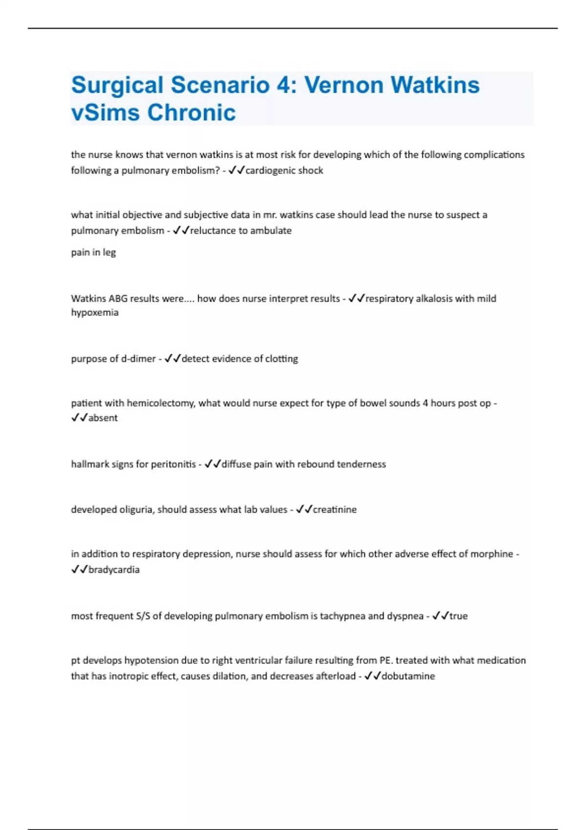 Surgical Scenario 4 Vernon Watkins vSims Chronic Already Passed