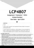 LCP4809 Assignment 1 (ANSWERS) Semester 1 2024 - DISTINCTION GUARANTEED