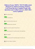 Midterm Exam&colon; NR576 &sol; NR 576 Differential Diagnosis in Adult-Gerontology Primary Care Exam Review&vert; Complete Guide with Questions and Verified Answers &lpar;2023&sol; 2024 Newly Updated&rpar; -Chamberlain